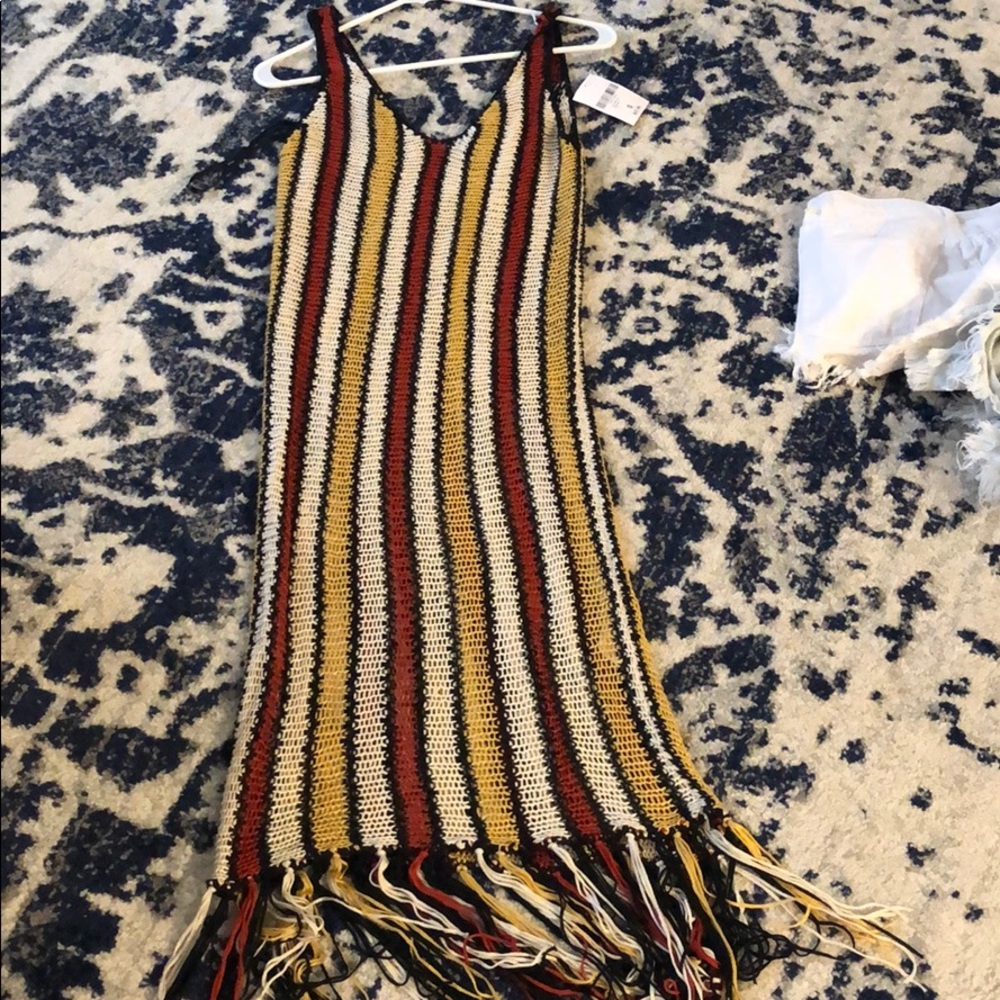 NWT FOREVER21 Knit midi dress with fringe detail